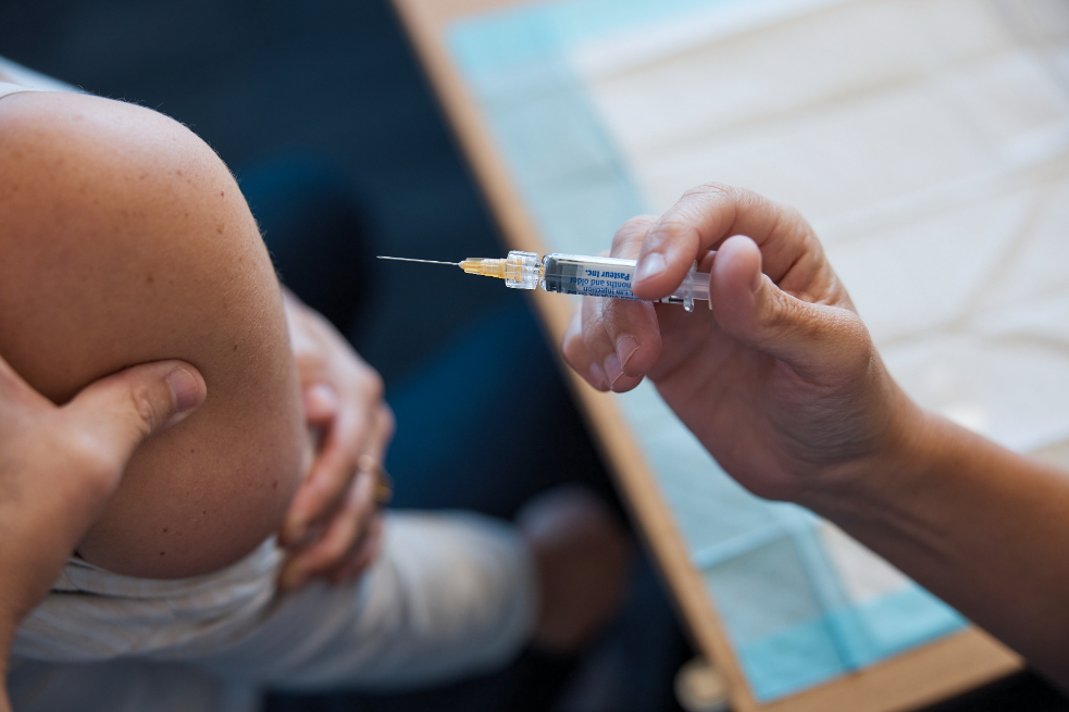 A patient getting a vaccination